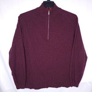 Tommy Bahama Wool Sweater Mens Large Burgundy 1/4 Zip